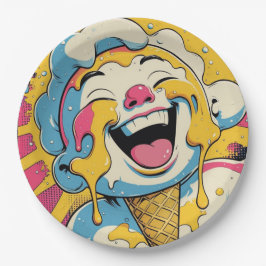 Plato De Papel Melting Joy – Ice Cream Pop Art Explosion