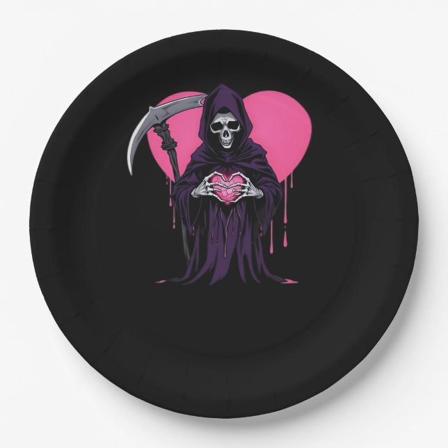 Plato De Papel Meme clásico de Heart Hands Reaper (Anverso)