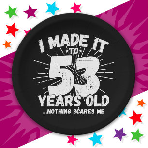 Plato De Papel Meme sarcástico de 53 años Funny cumpleaños número