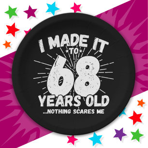 Plato De Papel Meme sarcástico de 68 años Funny cumpleaños número