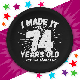 Plato De Papel Meme sarcástico de 74 años de antigüedad, 74 años 