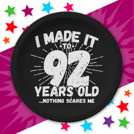 Plato De Papel Meme sarcástico de 92 años Gracioso cumpleaños 92
