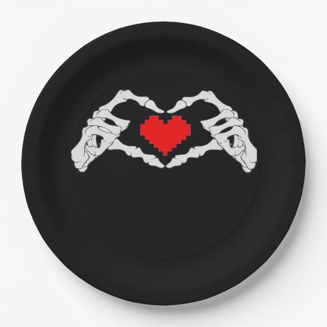 Plato De Papel Meme Skeleton Heart And Hands (Anverso)