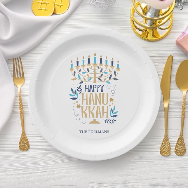 Plato De Papel Menorah Hanukkah (Subido por el creador)