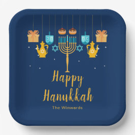 Plato De Papel Menorah Hanukkah Party Plates