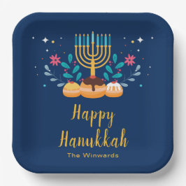 Plato De Papel Menorah Hanukkah Party Plates