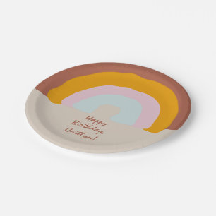 Plato De Papel Mensaje de Personalizado del Doodle Arcoiris en co