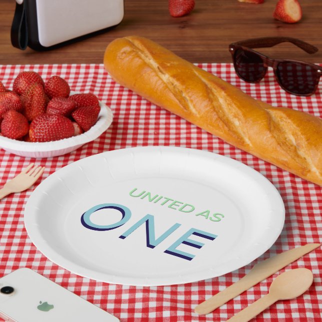 Plato De Papel Mensaje de unidad (Picnic)