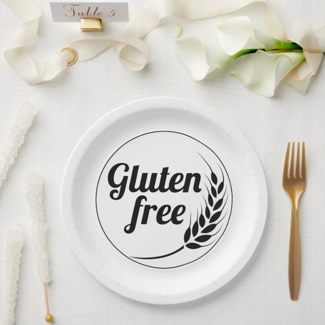 Plato De Papel Mensaje libre de gluten (Boda)
