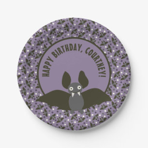 Plato De Papel Mensaje Personalizado morado, murciélago Personal