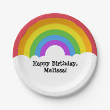 Mensaje retro arco iris y nubes personalizado