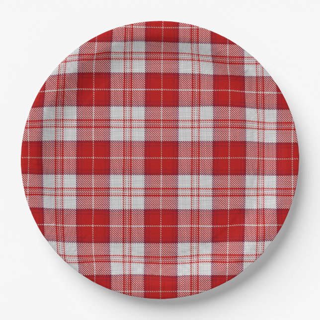 Plato De Papel Menzies Red Tartan (Anverso)