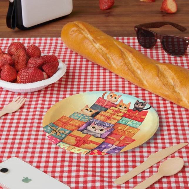 Plato De Papel Meow Gift Birthday Tower (Picnic)