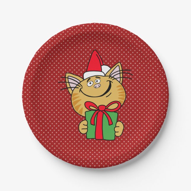 Plato De Papel Meowy Catmas Chrustmas (Anverso)