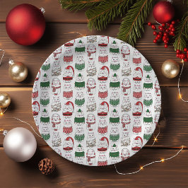 Plato De Papel Meowy Catmas lindo y gracioso gato X-mas