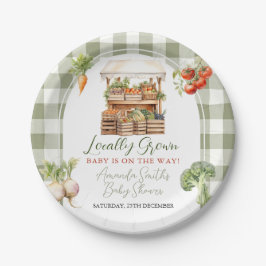 Plato De Papel Mercado fresco local Baby Shower Gingham