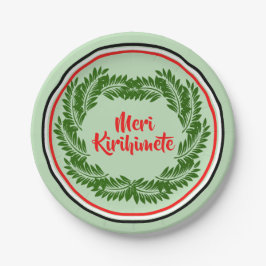 Plato De Papel Meri Kirihimete Maori Feliz Navidad 7″