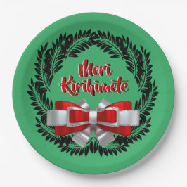 Plato De Papel Meri Kirihimete Maori por Feliz Navidad 9"