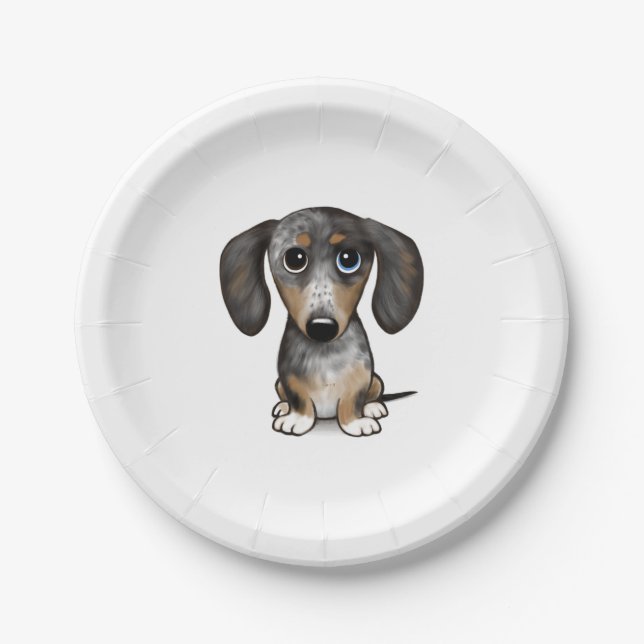 Plato De Papel Merle Dapple Dachshund Cute Wiener Dog (Anverso)
