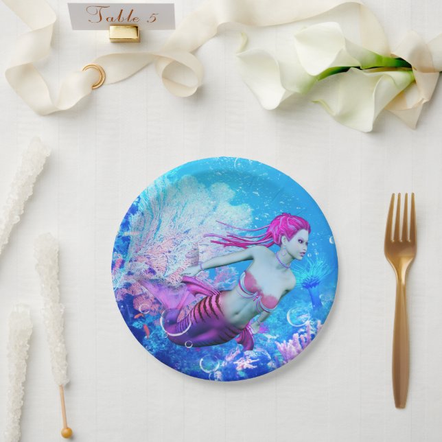 Plato De Papel Mermaid (Boda)