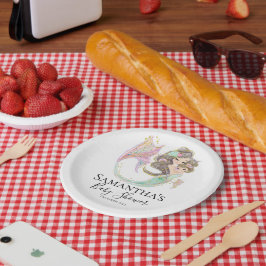 PLATO DE PAPEL MERMAID BABY SHOWER BAJO EL MAR BLANCO