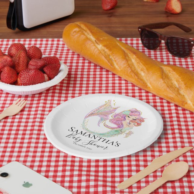 Plato De Papel Mermaid Baby Shower Dulce Sirena (Picnic)