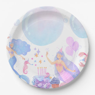 Plato De Papel Mermaid Birthday