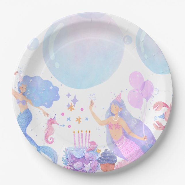 Plato De Papel Mermaid Birthday (Anverso)