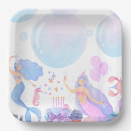 Plato De Papel Mermaid Birthday