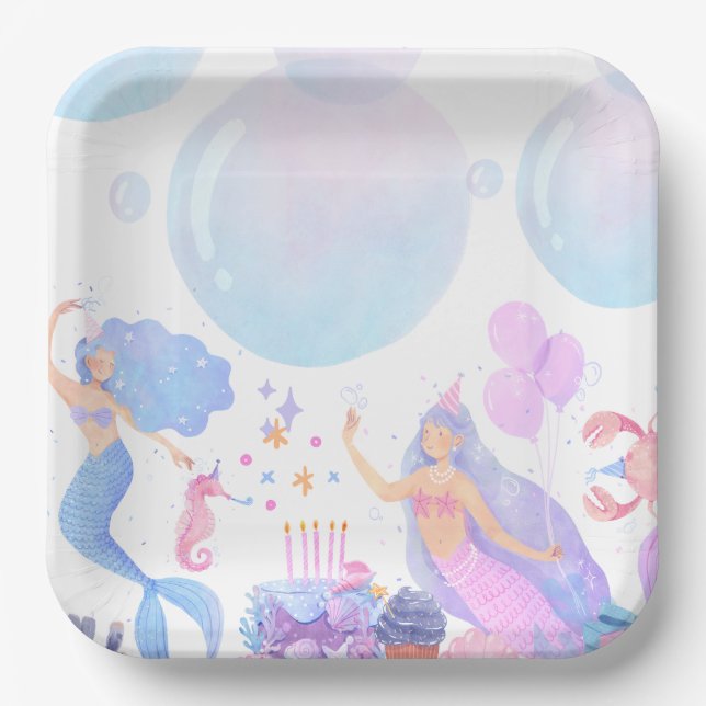 Plato De Papel Mermaid Birthday (Anverso)
