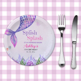 Plato De Papel Mermaid Birthday Party Plates for Girls