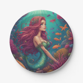 Plato De Papel Mermaid Red