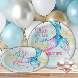 Plato De Papel Mermaid tail Dive into Five Glitter 