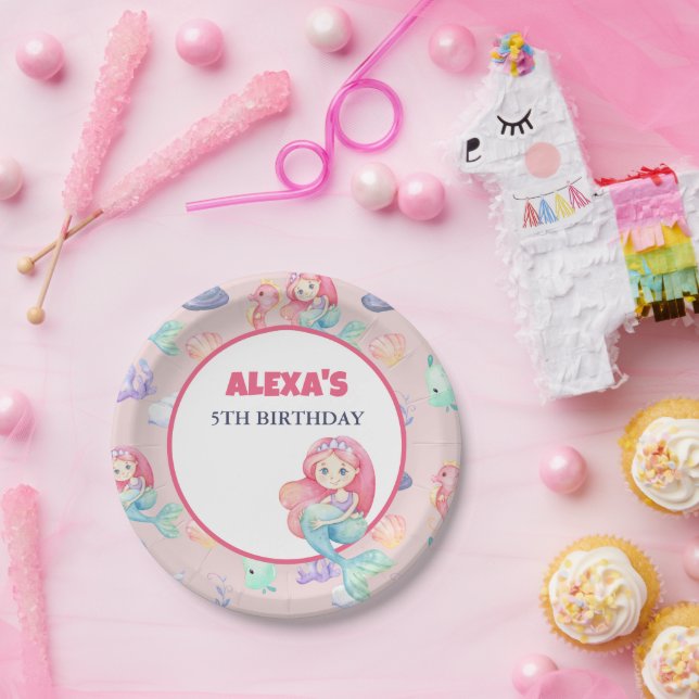 Plato De Papel Mermaid Under the Sea Birthday (Fiesta)
