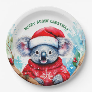 Plato De Papel Merry Aussie Navidades Koala