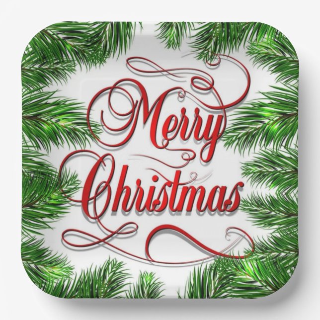 Plato De Papel Merry Christmas  (Anverso)