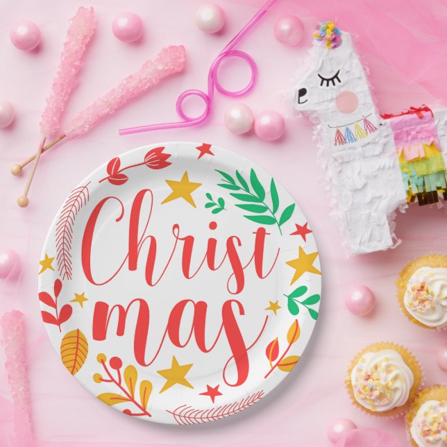 Plato De Papel Merry Christmas (Fiesta)