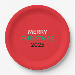 PLATO DE PAPEL MERRY CHRISTMAS 2025 PAPER PLATES