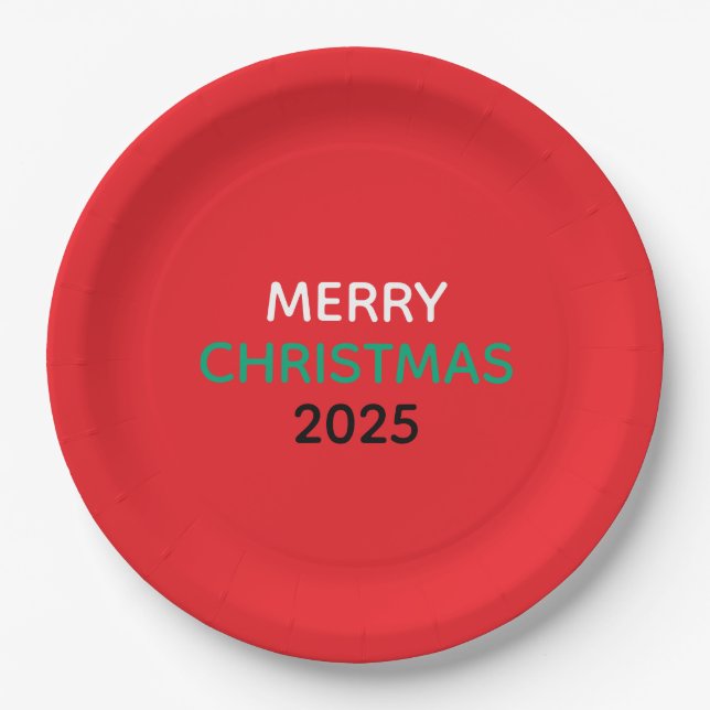 PLATO DE PAPEL MERRY CHRISTMAS 2025 PAPER PLATES (Anverso)