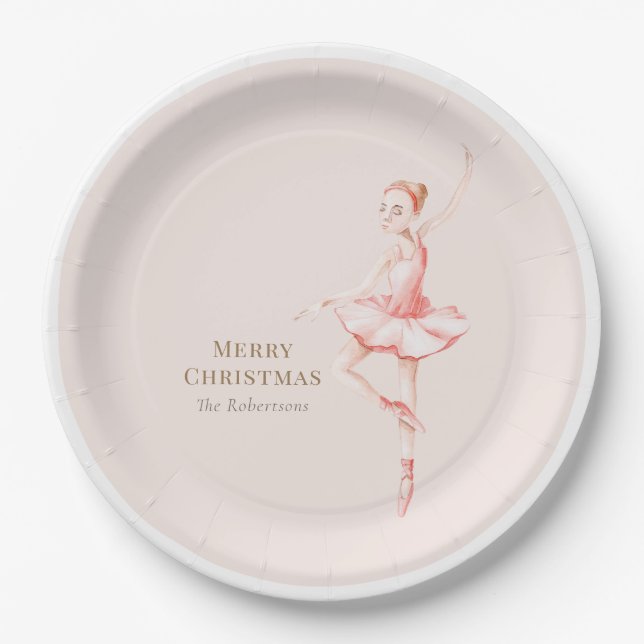 Plato De Papel Merry Christmas Ballerina Paper Plate (Anverso)