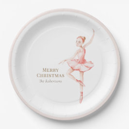 Plato De Papel Merry Christmas Ballerina Paper Plate