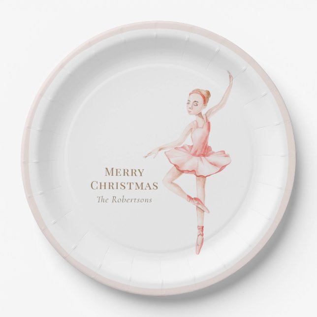 Plato De Papel Merry Christmas Ballerina Paper Plate (Anverso)