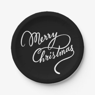 PLATO DE PAPEL MERRY CHRISTMAS DE MANO PLACA FIESTA