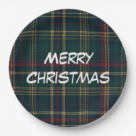 Plato De Papel Merry Christmas Festive Plaid Paper Plates