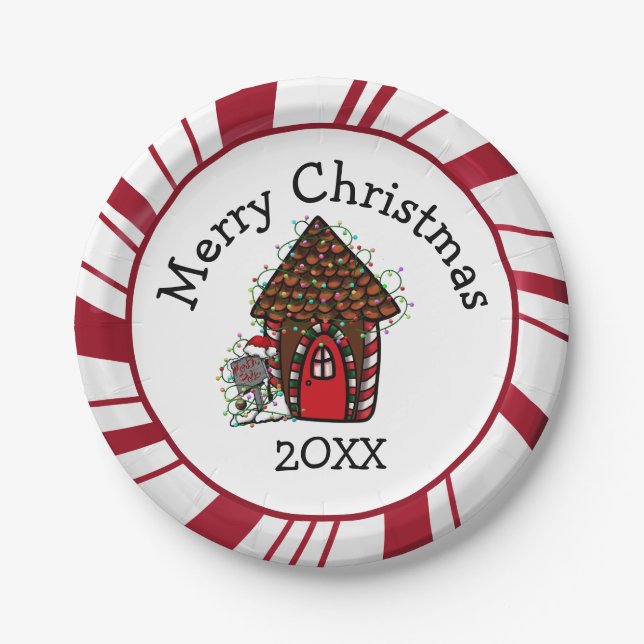 Plato De Papel Merry Christmas Gingerbread House Plates (Anverso)