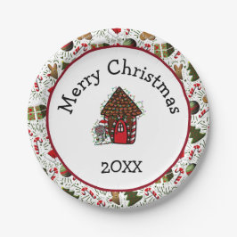 Plato De Papel Merry Christmas Gingerbread House Plates