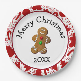 Plato De Papel Merry Christmas Gingerbread Man