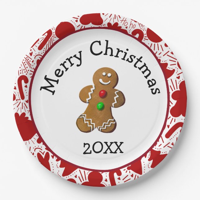 Plato De Papel Merry Christmas Gingerbread Man (Anverso)