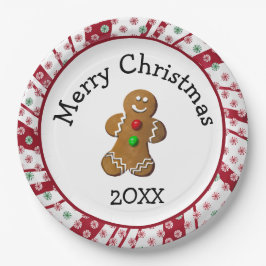 Plato De Papel Merry Christmas Gingerbread Man