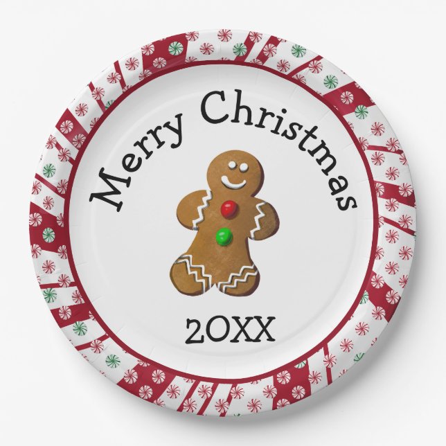 Plato De Papel Merry Christmas Gingerbread Man (Anverso)